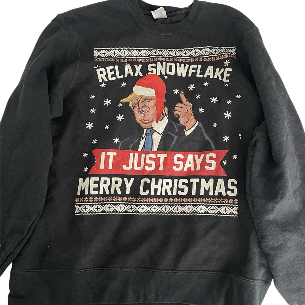 Trump Snowflake Black Christmas Sweater